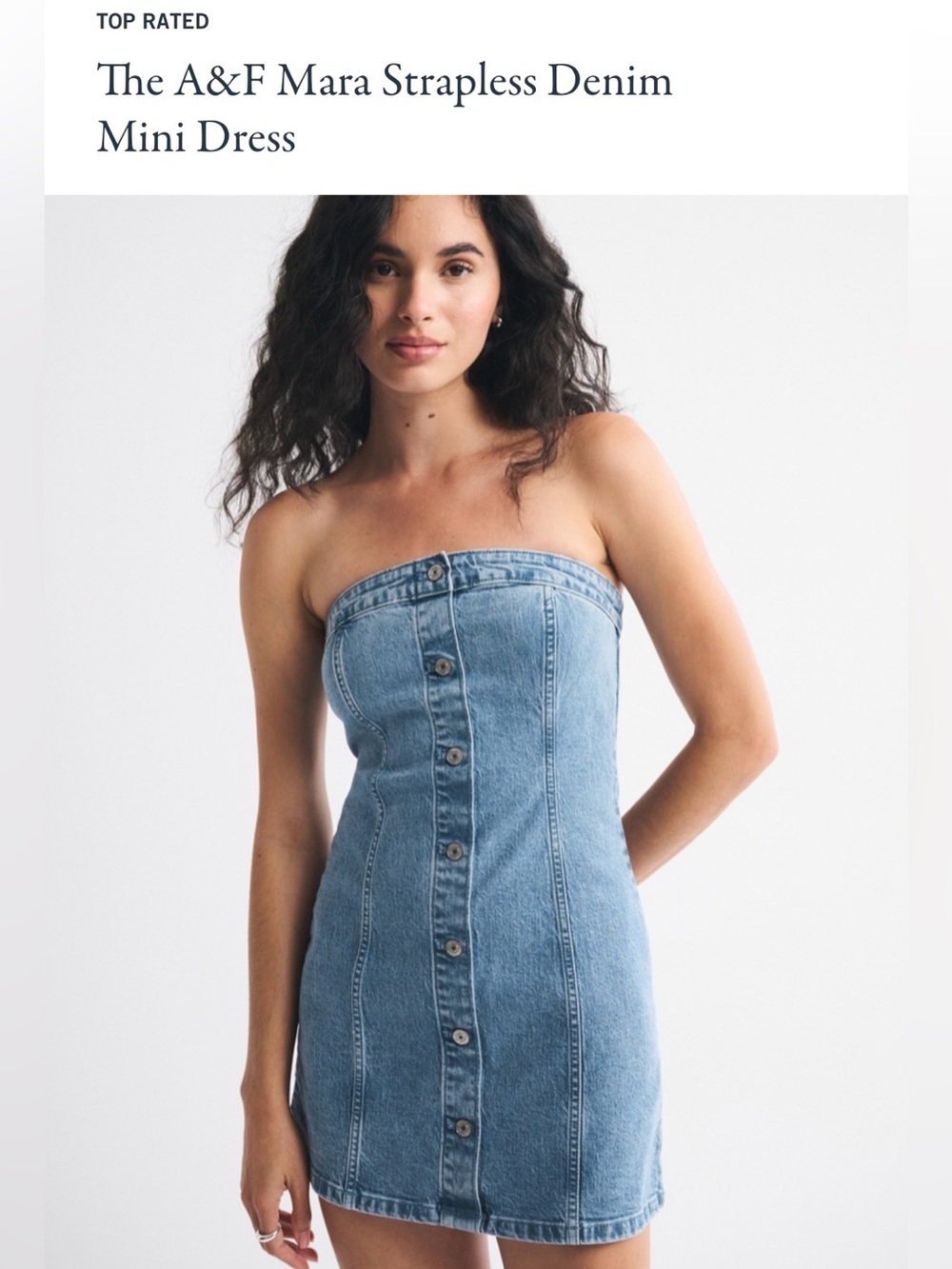 Abercrombie & Fitch Strapless Button-Front Denim Mini Dress - Light Blue